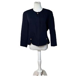 Vintage Balenciaga Seidenmischung Jacke Navy Goldene Knöpfe L