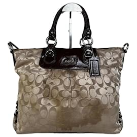 Tote in tela Coach Signature Vintage Beige Marrone Argento