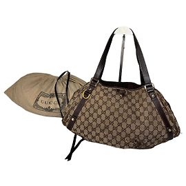 Borsa a Spalla Vintage Gucci GG Supreme Abbey Beige Marrone