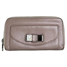 Chloé Vintage Chloe Lederportemonnaie mit Reißverschluss aus genarbtem Leder Blush Pink Silber
