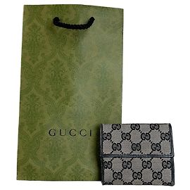 Vintage Gucci GG Supreme Geldbörse Schwarz Beige