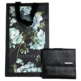 Cartera de cuero texturizado vintage Gucci Negro Plata