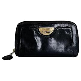 Chloé Portafoglio in pelle vintage Chloe nero e oro