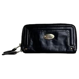 Chloé Vintage Chloe Ledergeldbörse mit Reißverschluss Schwarz Gold