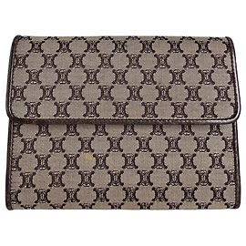 Céline Vintage Celine Macadam Canvas Wallet Beige Brown