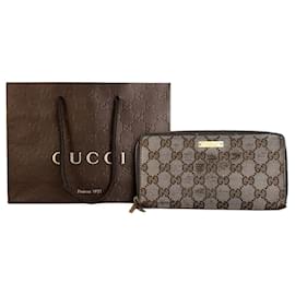 Cartera con cremallera Vintage Gucci GG Supreme Canvas Beige Marrón