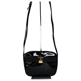 Salvatore Ferragamo Borsa a tracolla vintage Ferragamo in vernice nera e oro