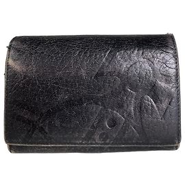 Vintage Vivienne Westwood Ledergeldbörse Schwarz Gold Druckknopf