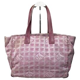 Vintage Chanel Canvas Tote Pink Cream mit silberfarbener Hardware