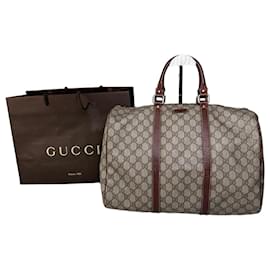 Borsa Duffle Vintage Gucci GG Supreme Beige Marrone Oro