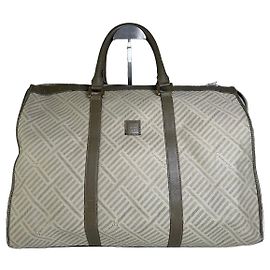 Bolso de viaje vintage Givenchy en lona geométrica beige oliva