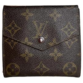 Vintage Louis Vuitton Monogram Canvas Bifold Wallet Braun Gold