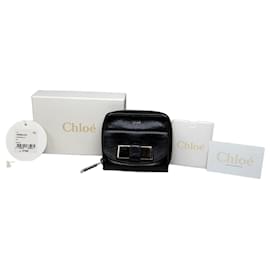 Chloé Cartera de cuero vintage Chloe negra plata