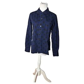 Camisa de algodón vintage Comme Des Garcons con estampado de lunares Navy Black S