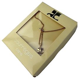 Collana vintage con logo Courreges in metallo dorato