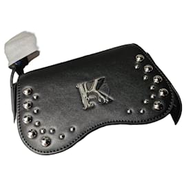 Karl Lagerfeld Borsa a Tracolla in Pelle Nera Borchiata