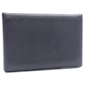 Porte-cartes plié Calvi en cuir noir Hermès