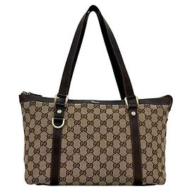 Borsa Tote Gucci in tela GG beige e marrone