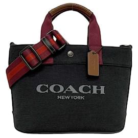 Borsa 2 vie Coach in tela nera e bordeaux
