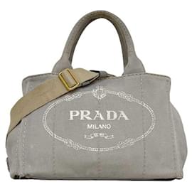 Borsa Tote Prada Canapa in tela grigia