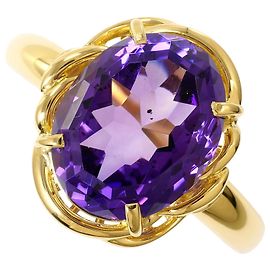 Autre Marque 18K Gelbgold-Ring mit Amethyst