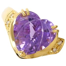 Anel de banda em ouro amarelo 18K, ametista e diamante - Autre Marque