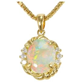 Autre Marque Collar de oro amarillo de 18K con opalo y diamantes
