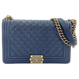 Borsa a Spalla Chanel Boy Chanel Large in Navy