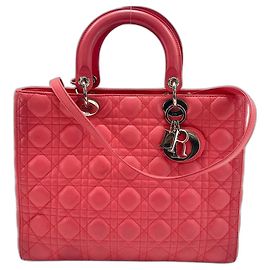 Sac à main Christian Dior Lady Large en cuir rose