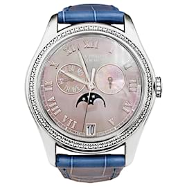 Orologio Patek Philippe, "Annual Calendar", bianco, madreperla, diamanti.