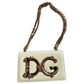 Borsa a tracolla Dolce & Gabbana DG Girls in pelle bianca