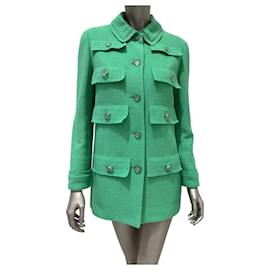 Grüne Chanel Bouclé-Jacke Cruise 2020 Look 16 Größe FR 40 Gebraucht
