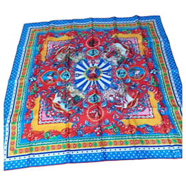 Dolce & Gabbana Foulard in Seta Carretto Siciliano Multicolore