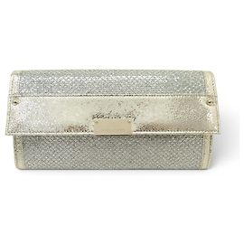 NUOVA BORSA A POCOLETTE JIMMY CHOO REESE POUCH CLUTCH PELLE TELA DORATA