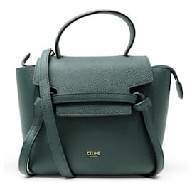 NUOVA BORSA CELINE BELT PICO 194263 PELLE GRANULATA VERDE CON TRACCOLLA - Céline