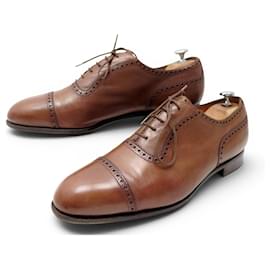 EDWARD GREEN CANTERBURY OXFORD SCHUHE 10.5 44.5 BRAUNES LEDER - Autre Marque
