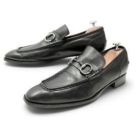 GUCCI GG MORS HORSEBIT LOAFER 225098 10 44 SCHWARZES LEDER SCHUHE