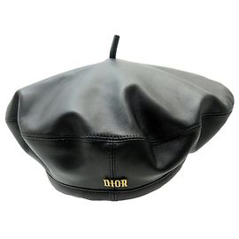 NUOVO BERRETTO CHRISTIAN DIOR 73DRM910A700 in PELLE NERA T56 CAP HAT NUOVO