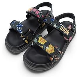 NUOVE SANDALI DIOR SANDALES DIORACT KCQ549FWL 36.5 NERO FIORI SHOES - Dior