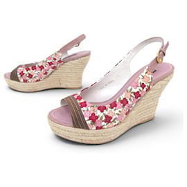SCARPE CON TACCO LOUIS VUITTON OLIVIA 37.5 FIORI MULTICOLORE
