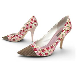SCARPE LOUIS VUITTON OLIVIA 38.5 FIORI MULTICOLORE DECOLTÉ