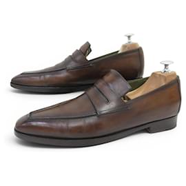 SCARPE MOCASSINI BERLUTI ANDY TAGLIA 8 42 PELLE PATINATA