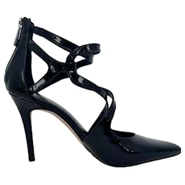 Décolleté Catia con cinturino incrociato Michael Kors in pelle vernice nera