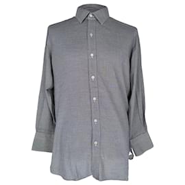 Camicia Tom Ford in Tweed con Bottoni in Cotone Grigio
