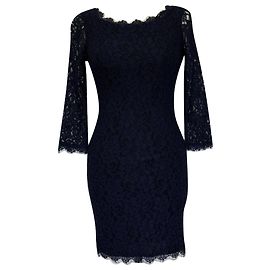 Abito tubino in pizzo Diane von Furstenberg in rayon blu navy