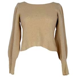 Rückenfreier Strickpullover Reformation aus beigem Kaschmir