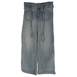 Lauren Ralph Lauren Wide-Leg-Jeans aus blauer Baumwolle mit Bindegürtel