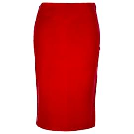 Falda midi Joseph en cuero rojo
