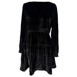 Vestido corto de volantes Audrey de Ulla Johnson en terciopelo negro