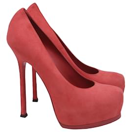 Yves Saint Laurent Tribtoo Plateau-Pumps aus rotem Wildleder
